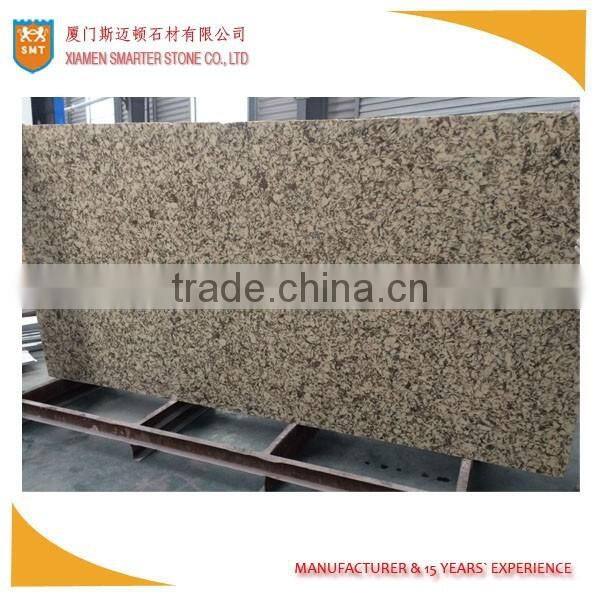 Brown Artificial Quartz Slab with Yellow Vein