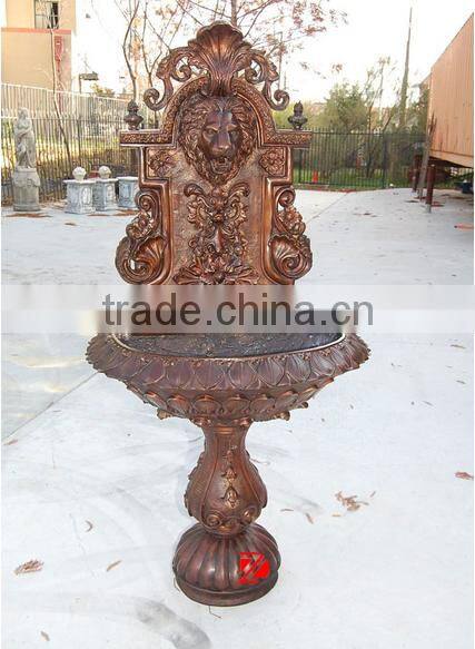 Cast garden bronze lion head water fountain sculpture statue