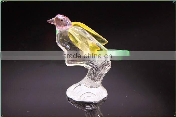 Wholesale double crystal birds with a trunk as customized crystal gifts/crystal wedding table gift for guests