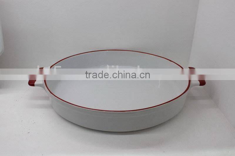 large rectangle tableware bakeware with red rim
