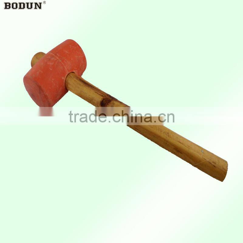 H3026 Orange rubber mallet hammer with wood handle