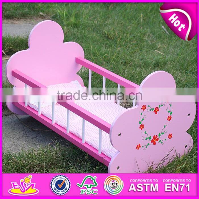 Natural handmade wooden baby doll bed for sale WJ278012A