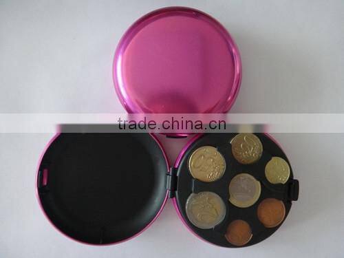 Metal round euro coin box
