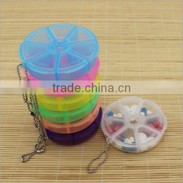 custom round 7 compartment plastic pill box,custom plastic seven days medicine storage pill box,custom plastic seven days box