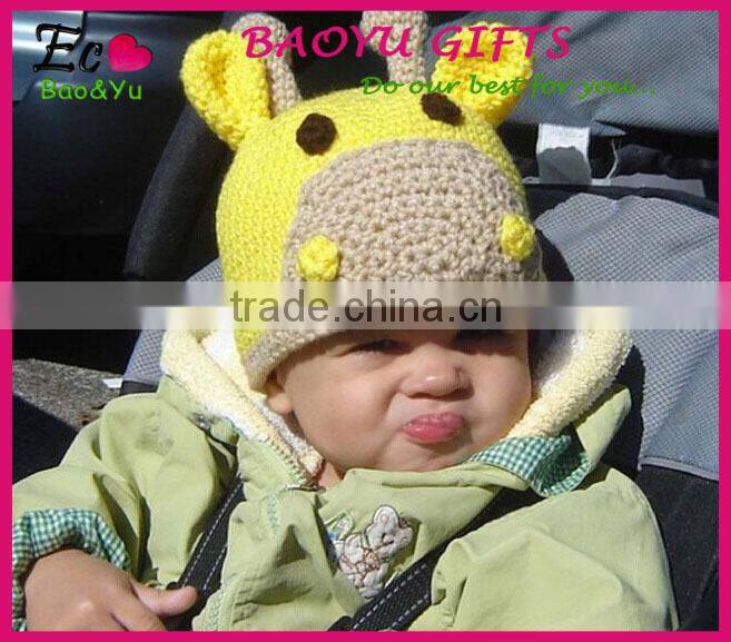 Hot sale baby hats yellow cartoon baby hats mini baby knitted hats