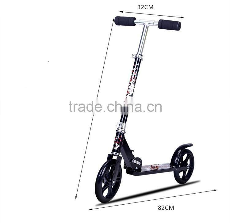 hot sale child and adult freestyle kick folding scooter with 2 big PU wheels