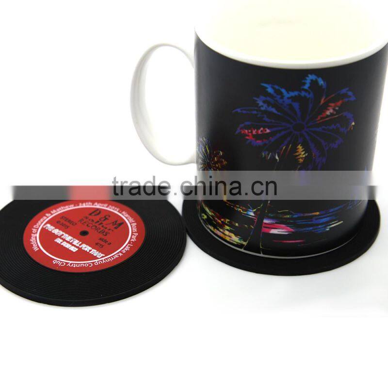 Eco-friendly promotional button shape non-slip silicone cup coasters