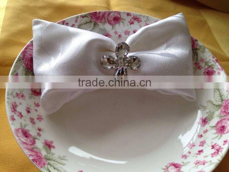 Lucky Clover Four Leafs Flower Style Clear Rhinestone Diamond Napkin Ring
