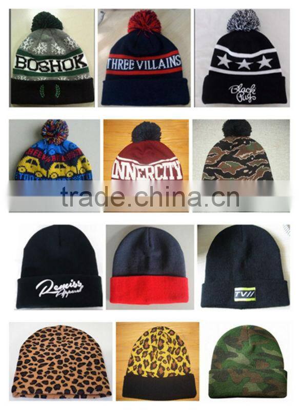 Custom jacquard beanie/acrylic beanie/beanie hat with top ball