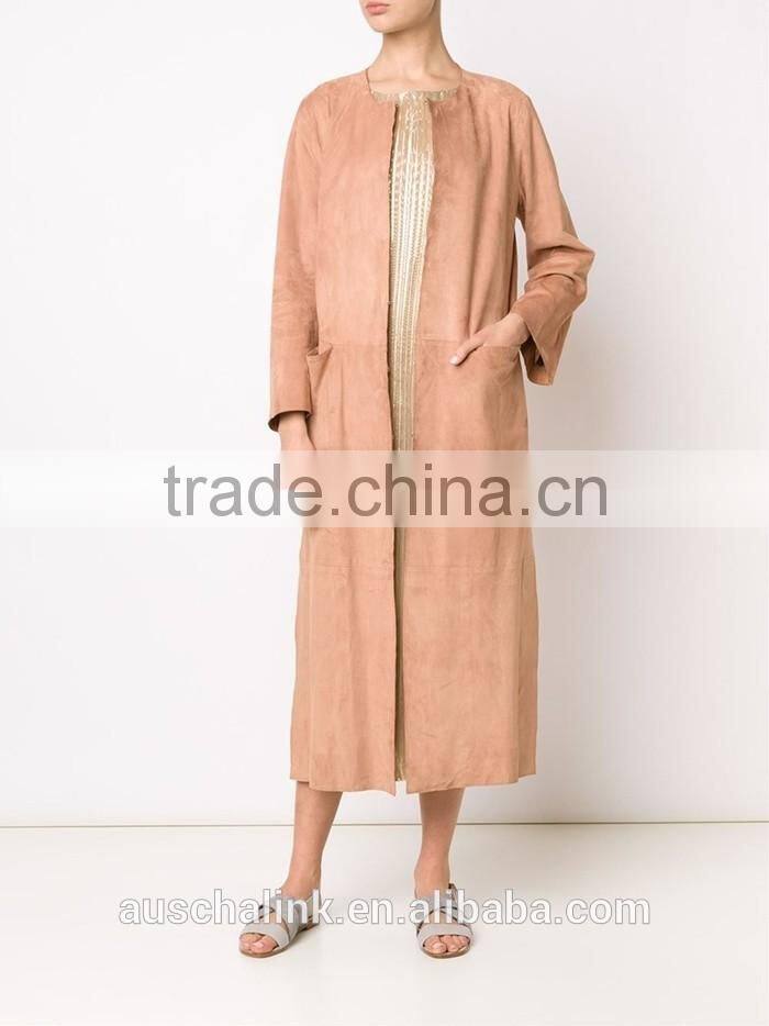 hot sale high quality women long suede coats wholesale