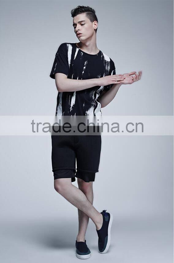 fashionable customized casual black printing t-shirt