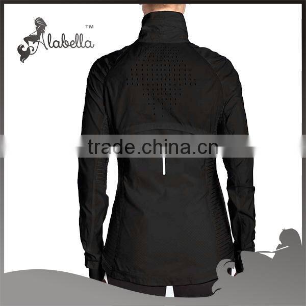 Black fitness rain jacket soft hand feeling fabric for jacket