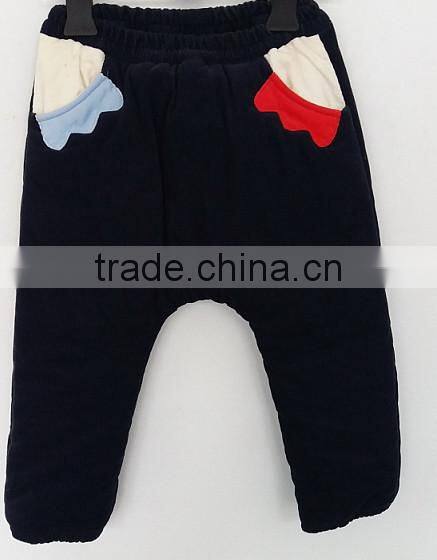 handsome baby boys embroidered black corduroy cotton inner pants for Winter