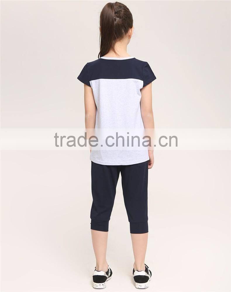 2016 fashion dress leisure short sleeves t shirt children's suit of clithes for little girls