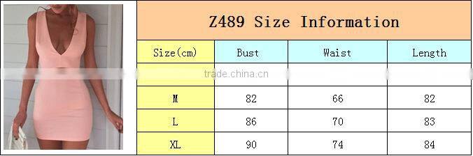 Brand Quality Fast Selling Wholesale Sexy Bodycon Dress Pink Shealth Mini Dress Fashion Deep V Prom Dresses Stock Z489