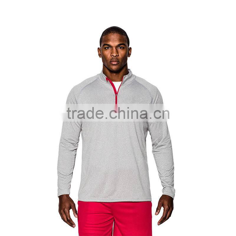 Sports apparel 1/4 zipper 100%polyester long sleeve dry fit shirts half zip shirts quick dry gym wear