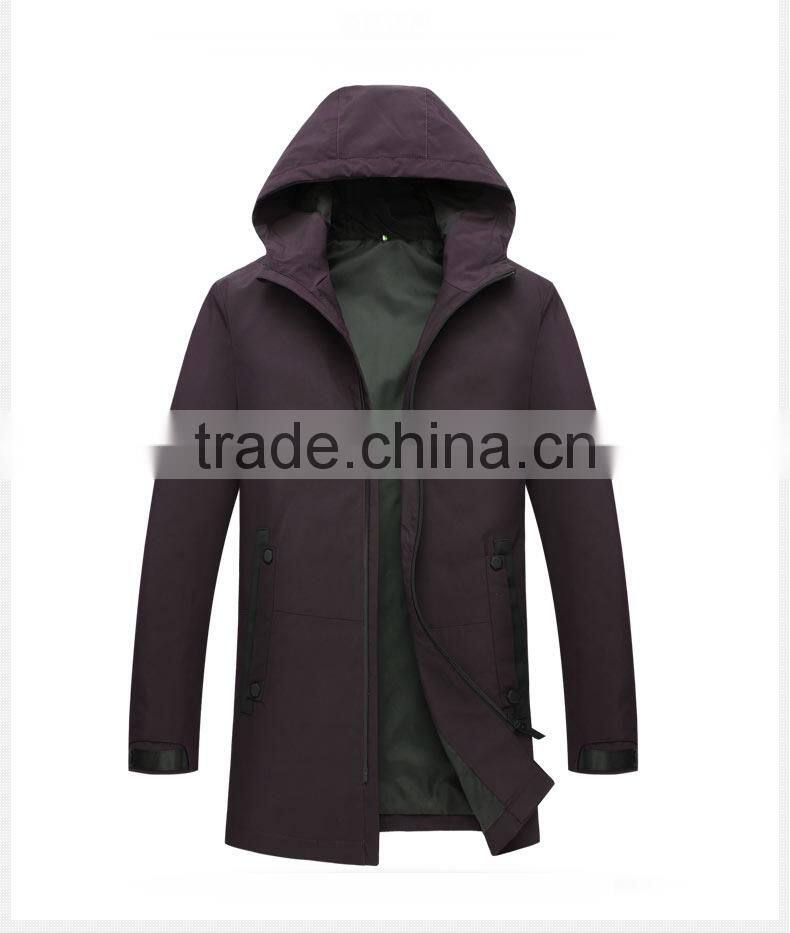 Wholesale Mens Mid Length Hoody Casual Coat Jacket With Contrast Trims