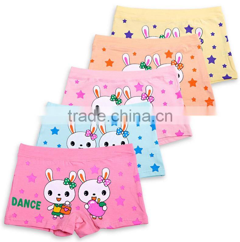 oem customize hot fashion 100%cotton children girls boxer briefs
