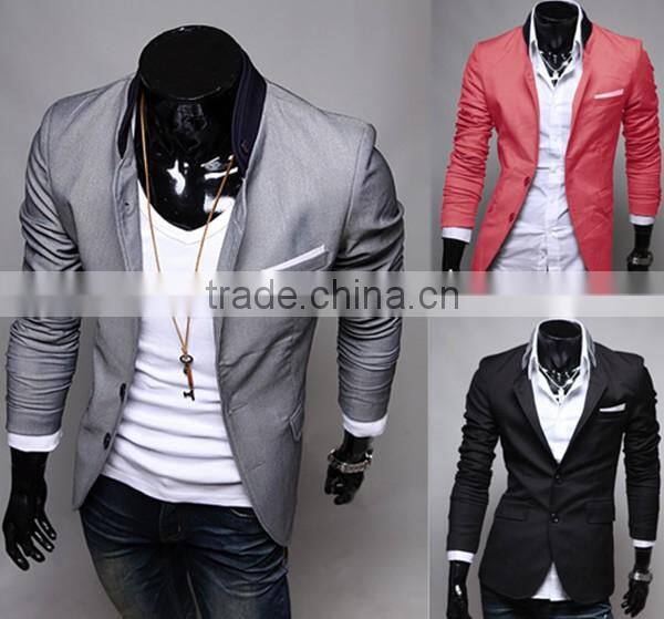 Mens Korean slim fit fashion blazer Suit Jacket black gray red size M to 2XL Male blazers Mens coat Wedding dress