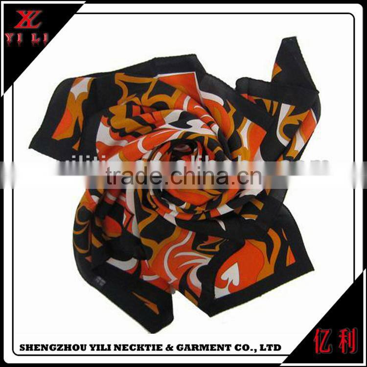 Custom hot selling latest fashion logo print silk scarf