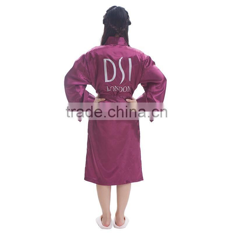Soft touch 100 polyester branded silk bathrobe women