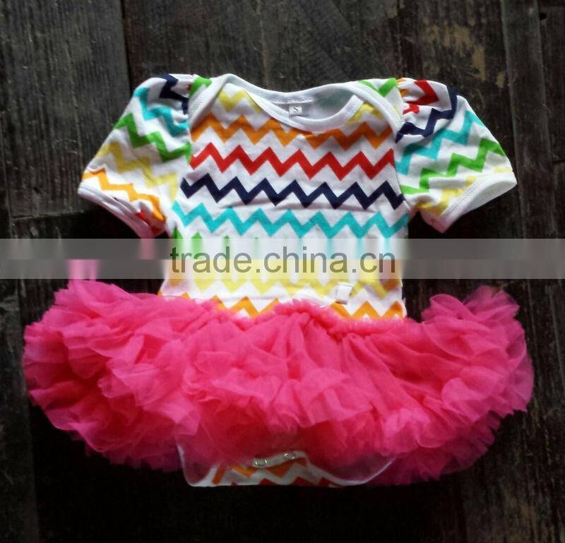 baby girls chiffon/chevron dress bodysuit dress baby cotton romper with hot pink tutu swing top swing outfit adorable girl