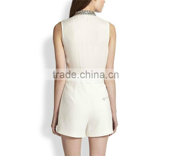 high quality elegant luxury white adult short jumpsuit for ladies