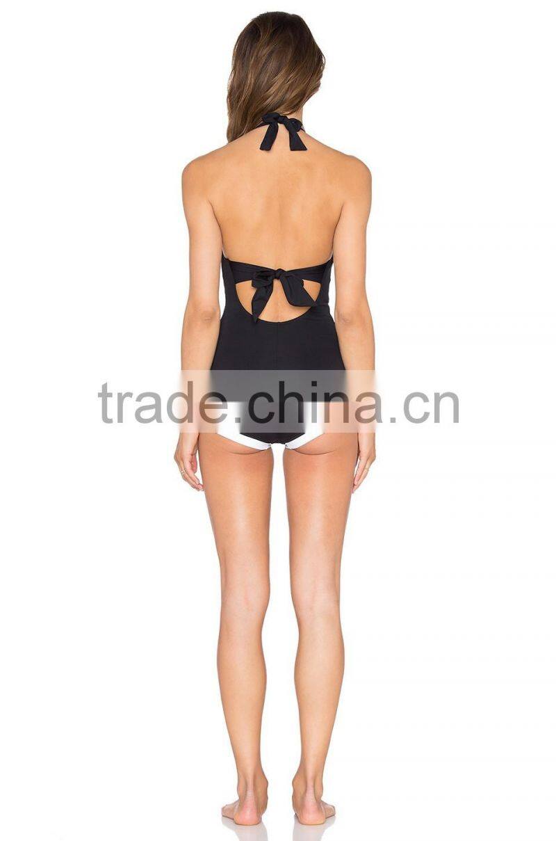 Black and white was thin piece swimsuit Conservative