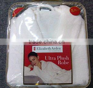 100% polyester women red coral fleece bathrobe with embroidery