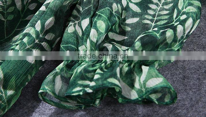 Ladies elegant party dress chiffon leaf bead loose prom dress 2017