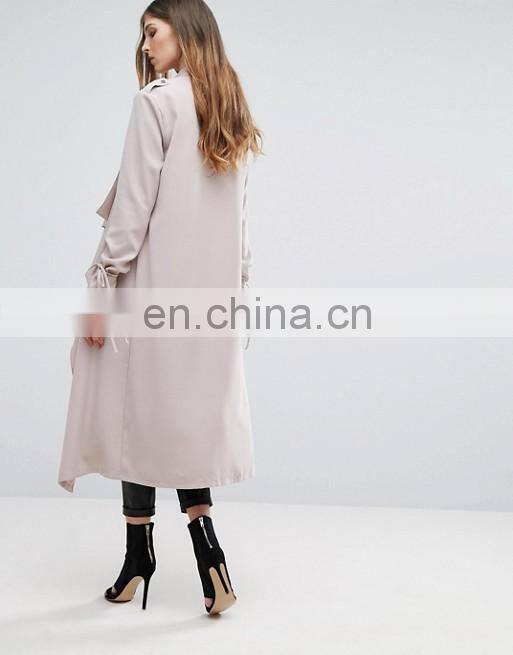High Quality OEM Service Cheap Price Open Front 00% Polyester Women Dust Coat