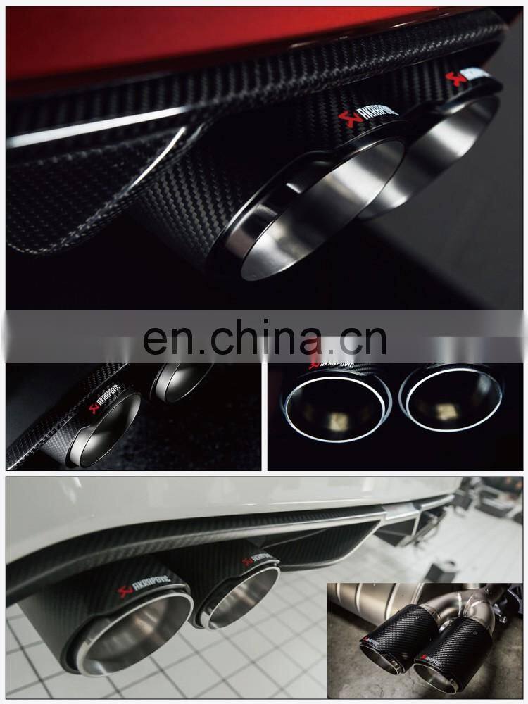 High Quality Custom Akrapovic Carbon Fiber exhaust tail pipe car muffler tips with ss304 clamp