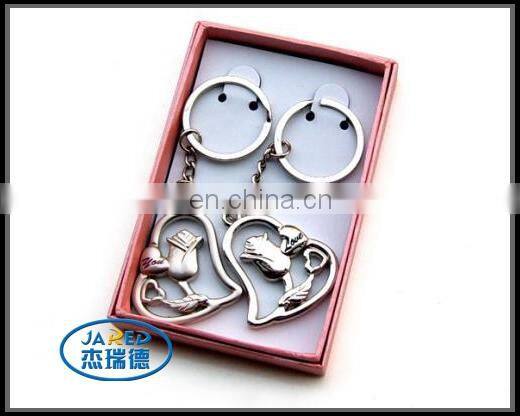 Fancy Cheap metal custom engraved keychain heart shape key chain