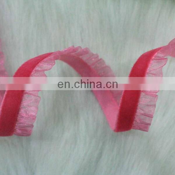 Good quality Single Frill Elastic Velvet Ribbons
