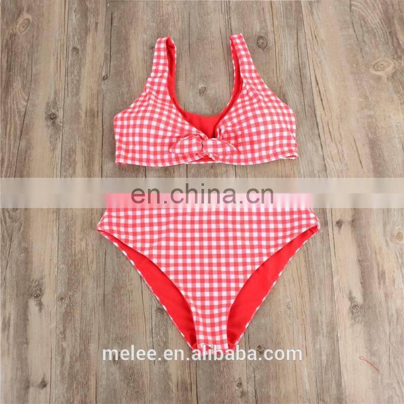 high waist sexy bikini Sexy printing lattice tie Chest pad Thong Beach spa bikinis swimwear women swimsuit biquini swimwear