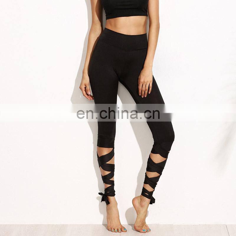 Women Ballerina Yoga Pants bandage Cropped leggings Sports dance Tight fitness Cross Running Tights