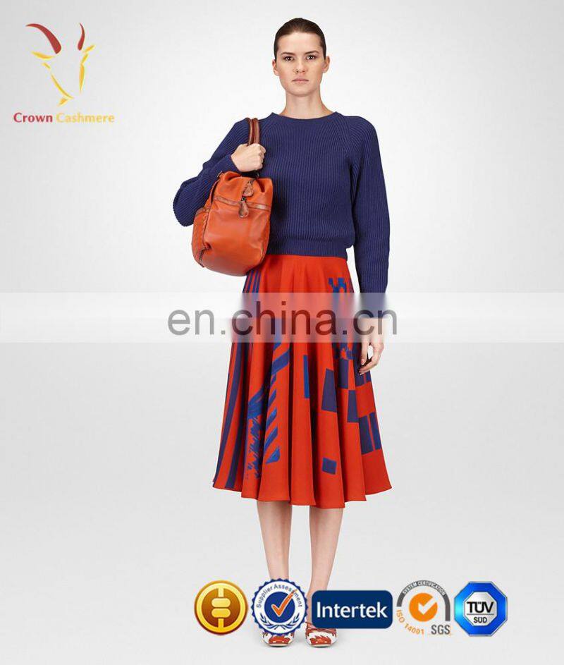 Ladies fashion long sleeve rib knit sweater