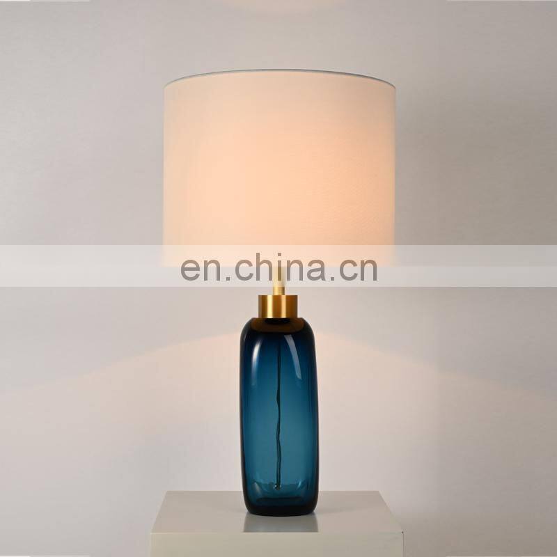 Blue ocean colored glaze glass vase lamp shade bed room lighting table lamp