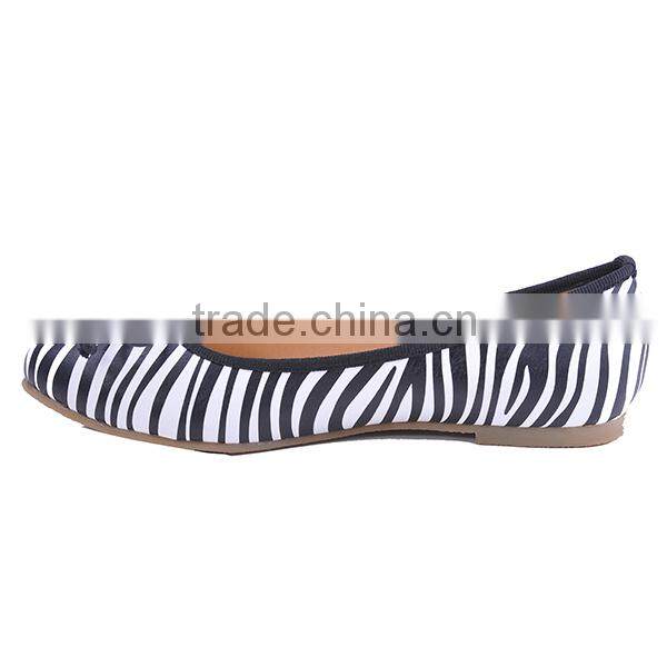 PU flat zebra girls bowknot shoes