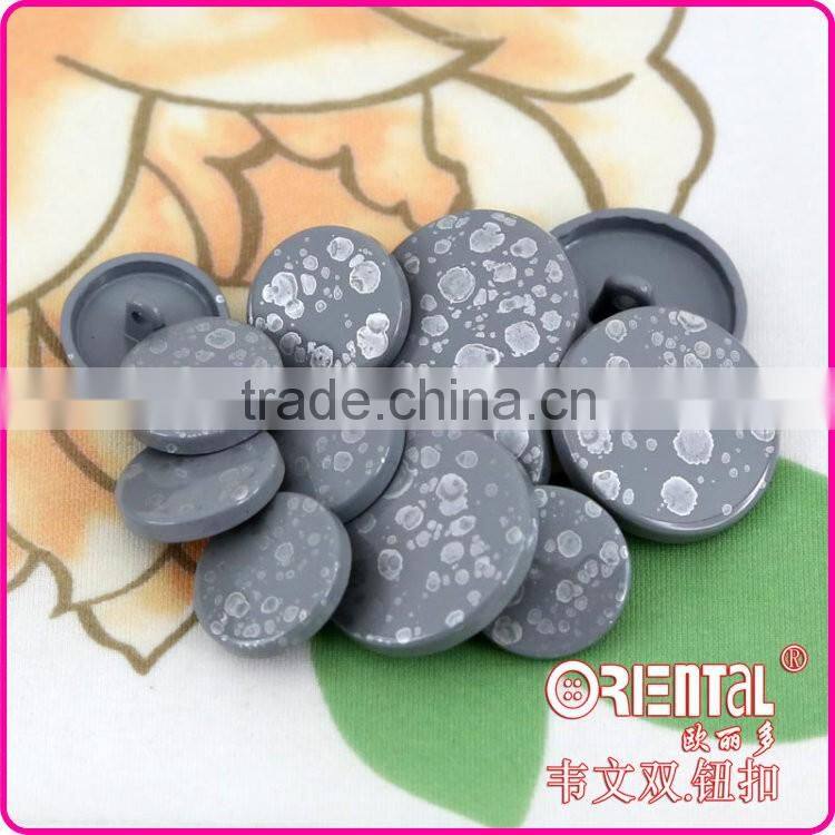 alloy metal shank button with printed design for men's clothing