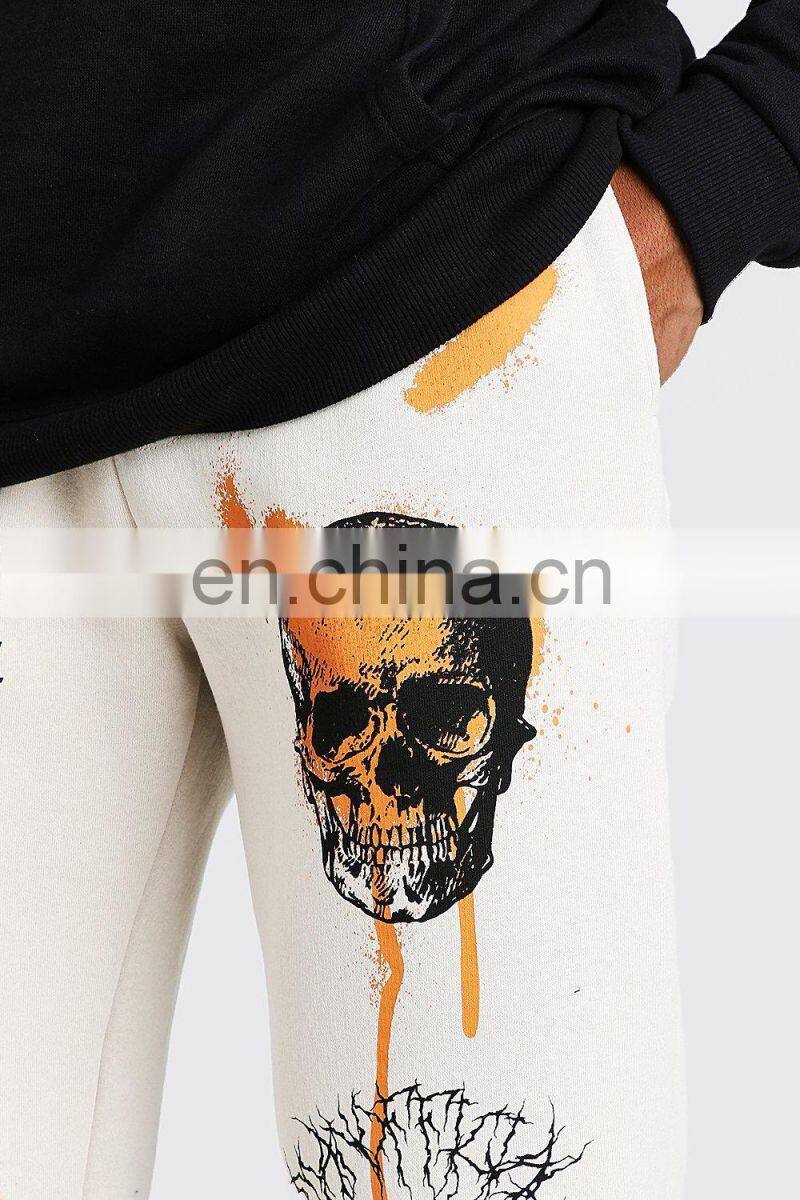 2021 autumn and winter new fashion street trend multi-pattern printing strap thick warm casual pants