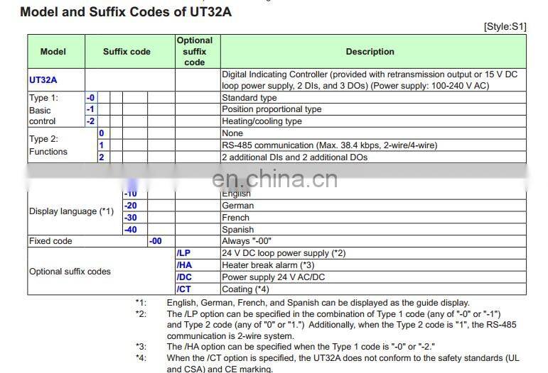 Yokogawa UT32A Digital Indicating Controller UT32A-000-10-00 High Quality