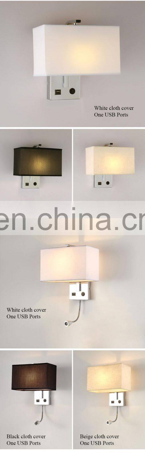 Modern Indoor Luxury Decorative Bedroom Light Bedside USB LED Wall Lamp With Wireless Charger