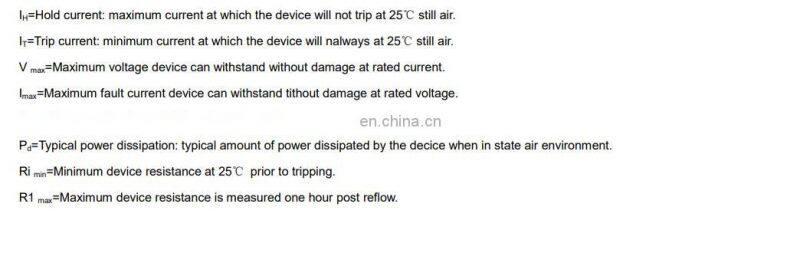 PPTC Positive Thermal Coefficient RL60 Series Self Resetting Fuse Resettable Fuse PTC for Security Systems