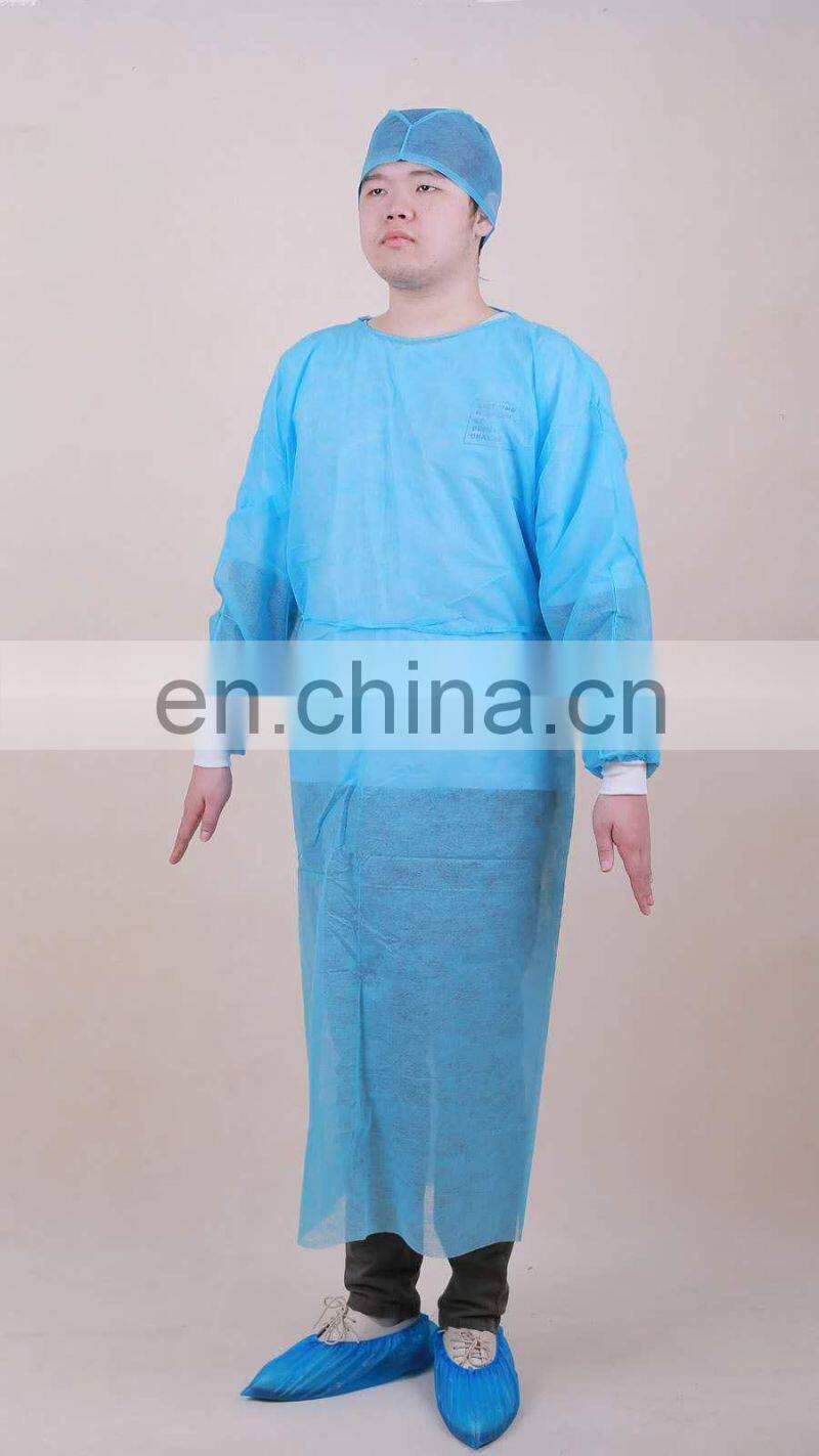 Disposable non woven isolation gown knitted elastic sleeve comfortable visit gown