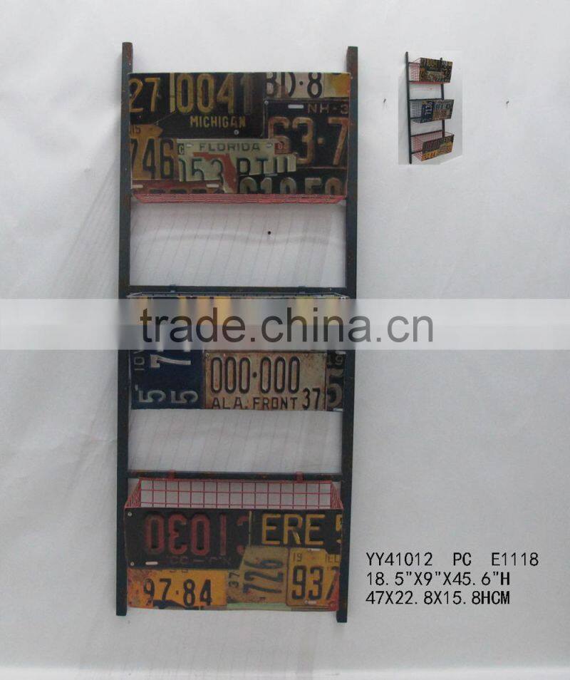 vintage magazine metal wall shelf, three tiers metal shelf