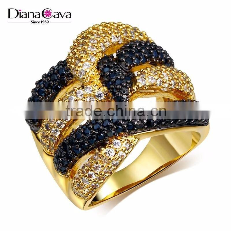 Wholesale Jewelry Smart Chunky Style Look Cubic Zirconia Black White CZ Party Ring