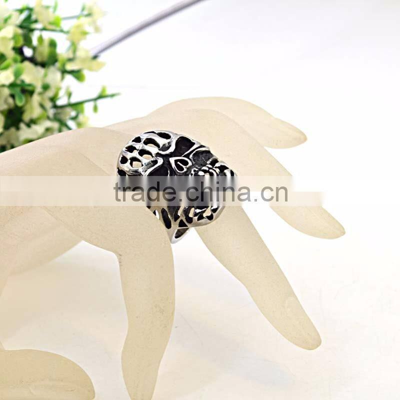 Rocker stainless steel jewelry punk skull rings for men