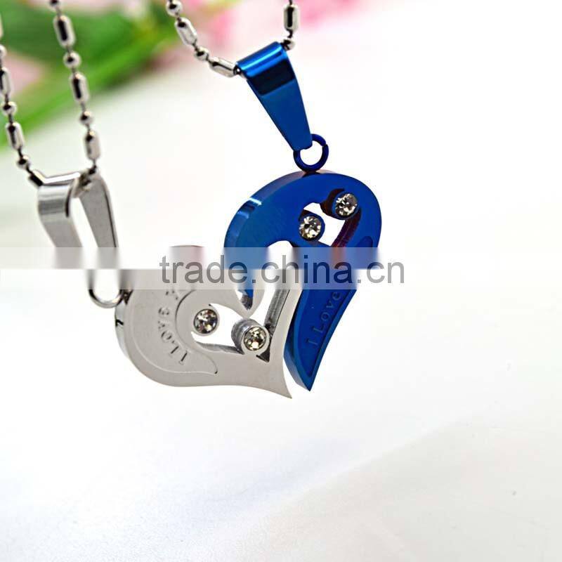 accessories heart necklaces plate color couple half heart pendants