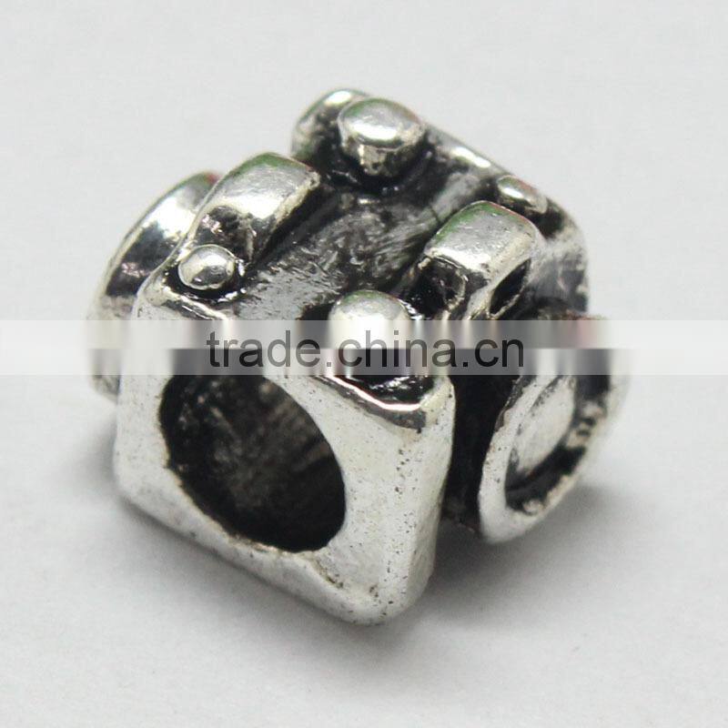 Europe and America Popular Pdora Square Shape Large Hole Beads Accessories, Zinc Alloy Jewelry Accessories